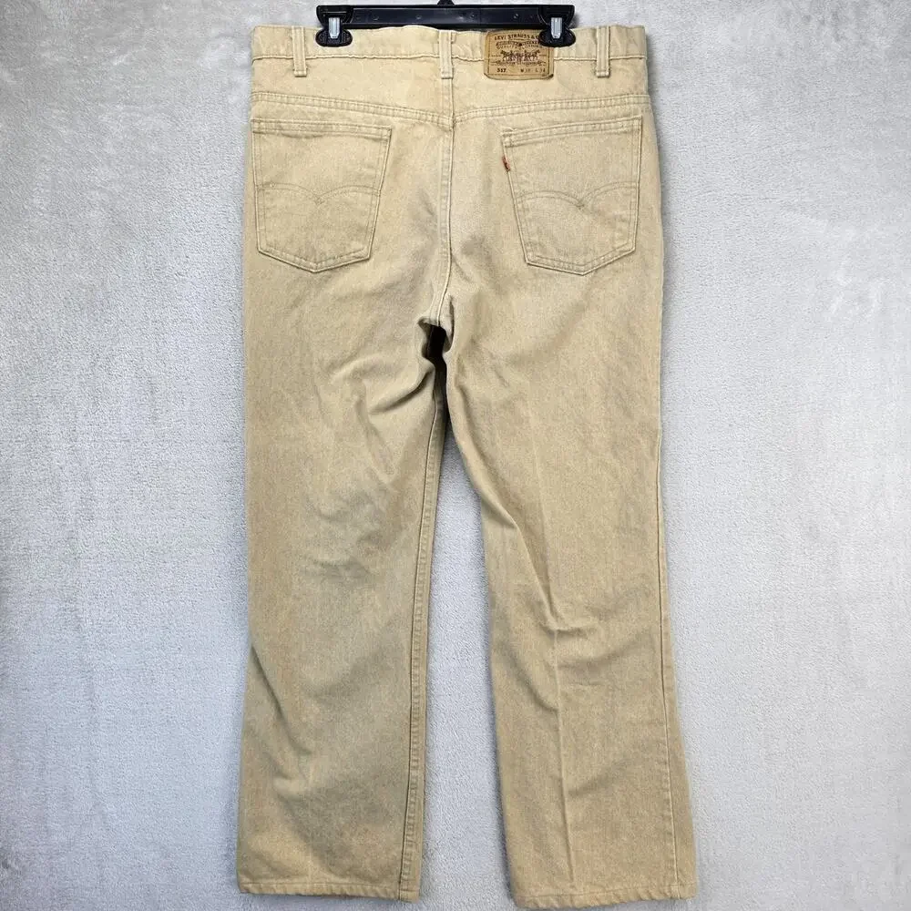 Vintage Orange Tab Levis 517 Jeans Mens 36x30 Bootcut Beige USA Cowboy 80s 1982